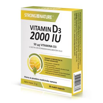 Strong Nature Vitamin D3 2000 IU, 30 kapsula