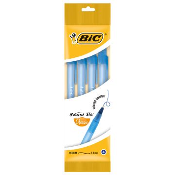 Bic round stic hemijska olovka plava, 4kom