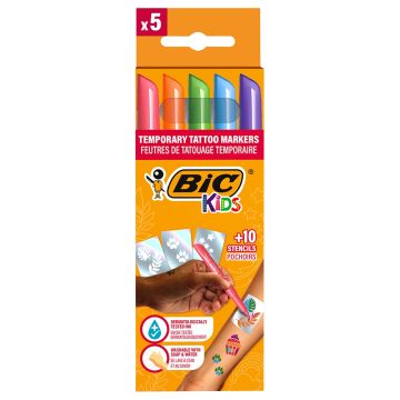 Bic Kids Tattoo Set (5 Markera, 10 Šablona)