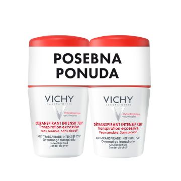 Vichy roll-on dezodorans za regulaciju prekomernog znojenja, 2x50ml