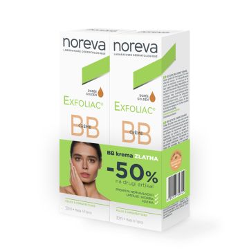 Noreva promo 1+50% gratis exfoliac bb krema - dore, 30 ml