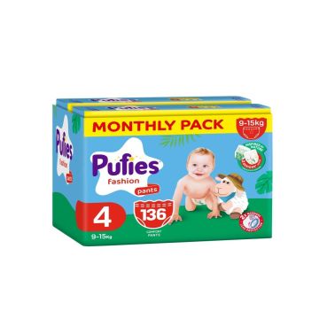 Pufies pants pelene (mesečni box) veličina 4, 9-15kg, 136kom