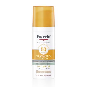 Eucerin oil control tonirani gel-krem za zaštitu masne kože od sunca SPF50+ tamni, 50ml