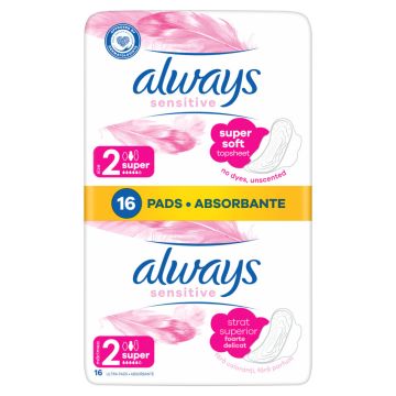 Always Sensitive Ultra Super Plus Duo higijenski ulošci sa krilcima 16 komada