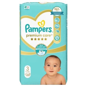 Pampers Premium Care, Veličina 3, (5-9kg), 60 komada