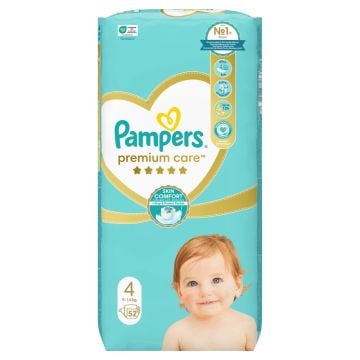 Pampers Premium Care, Veličina 4, 52 kom, 9-14 kg