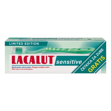Lacalut Sensitive pasta za zube 75ml +četkica za zube gratis