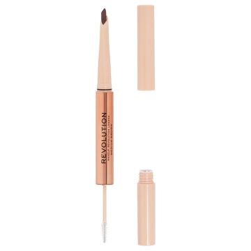 Makeup Revolution olovka i gel za obrve 2 u 1 Fluffy Brow Duo Medium Brown 0.12g+1ml