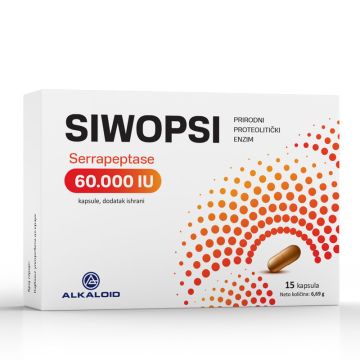 Siwopsi serrapeptase 60 000 IU , 15 kapsula, neto 6,69 g