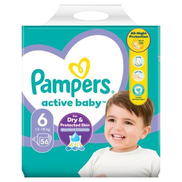 Pampers Active Baby pelene veličine 6, 56kom, 13kg-18kg