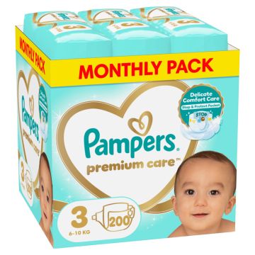 Pampers Premium Care pelene (mesečni box), veličina 3, 6-10 kg, 200 kom