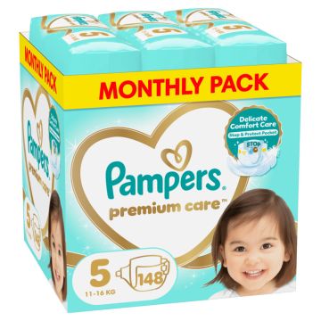 Pampers Premium Care pelene (mesečni box),  veličina 5, 11-16 kg, 148 kom 