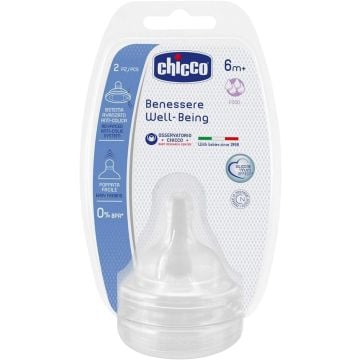 Chicco Giotto silikonska cucla, protok za hranu, 6m+, 2 kom
