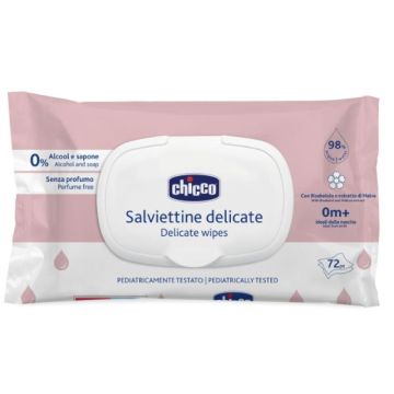Chicco Delicate vlažne maramice sa poklopcem 72 kom