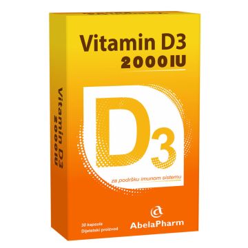 Abela Pharm vitamin D3 2000 IJ, 30 kapsula
