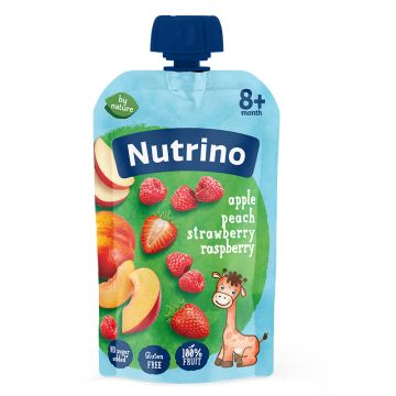 Nutrino voćni pire 8+ jabuka, breskva, jagoda i malina 100g