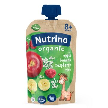 Nutrino organska voćna kaša jabuke, banane i maline sa pirinčem i dodatkom vitamina C 100 g