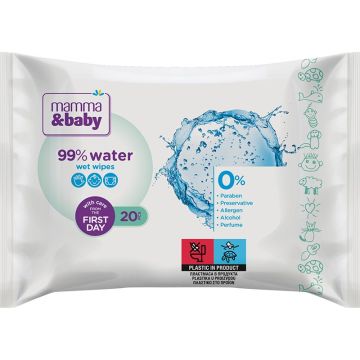 Mamma&baby vlažne maramice 99% voda 20/1