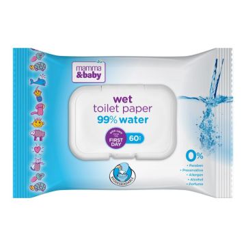 Mamma&baby vlažni toalet papir za bebe i decu 99% voda 60/1