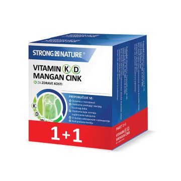 Strong Nature Paket Vitamin K D Mangan Cink, 30 kapsula 1+1 