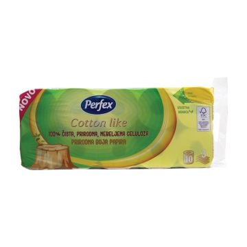 Boni Perfex Cotton like prirodna boja papira troslojni toalet papir, 10 kom