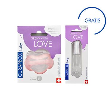 Curaprox baby duda 1/1, veličina 0, roze + držač za dude gratis 