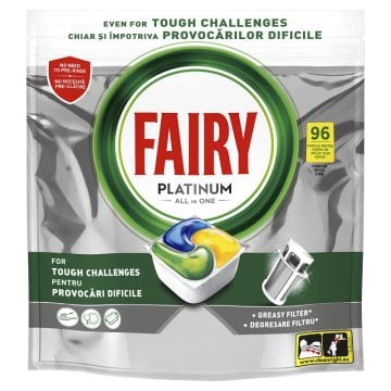 Fairy Platinum All-In-One Lemon, 96kom