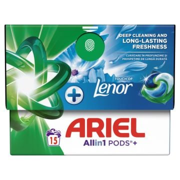 Ariel All in one PODS +Touch of Lenor Fresh Air kapsule za pranje veša, 15kom