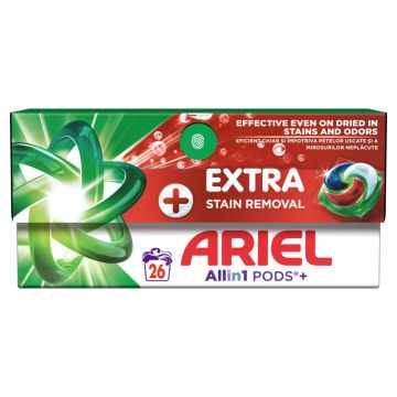 Ariel All-in-One PODS Extra + Stain Removal kapsule, 26kom