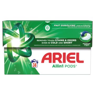 Ariel All in one PODS Mountain Spring, kapsule za pranje veša, 38 kom