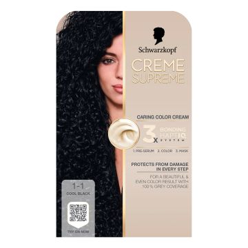 Creme Supreme 1-1 hladno crna boja za kosu