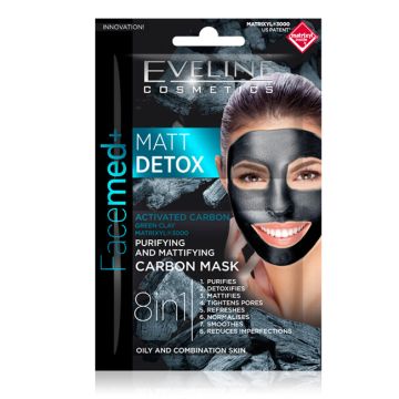 Eveline Facemed purifying with activated carbon matt detox maska za lice 2x5ml