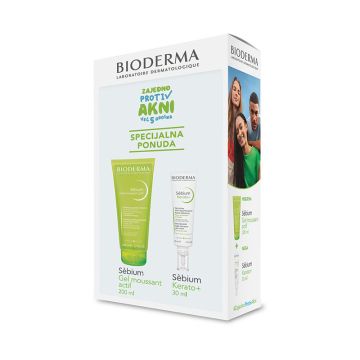 Bioderma sebium promotivni set (actif gel za umivanje 200ml i kerato+ krema 30ml)