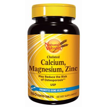 Natural Wealth Helirani Calcijum Magnezijum Cink, 100 tableta