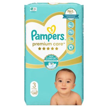 Pampers Premium Care, Veličina 3, (5-9kg), 60 komada