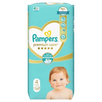 Pampers Premium Care, Veličina 4, 52 kom, 9-14 kg