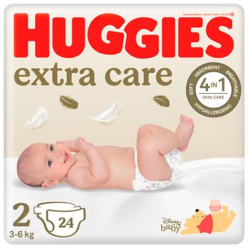 Huggies Extra Care pelene za bebe veličina 2, od 3-6kg, 24kom
