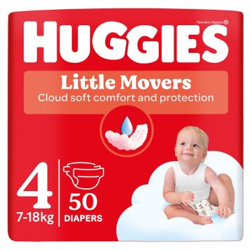 Huggies little movers pelene, veličina 4, 7-18kg, 50 kom