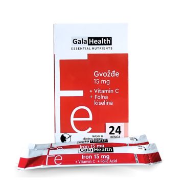 Galahealth Gvožđe direkt 15 mg + C + folna kiselina 24 kesica