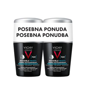 Vichy deo roll on duo 72h homme invisible 2x50ml