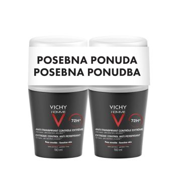 Vichy deo duo roll on homme za zaštitu od znojenja bez alkohola, 72h 2x50ml