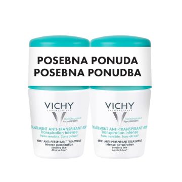 Vichy deo duo roll on ez belih tragova i žutih fleka, 48h 2x50ml