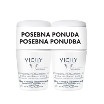 Vichy deo duo sensitiv roll 48h 2x50ml