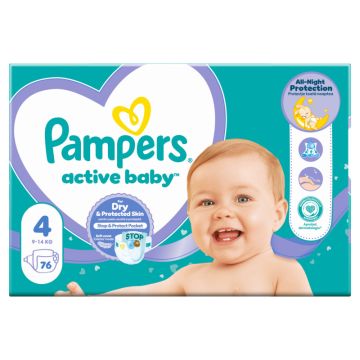 Pampers Active Baby Dry, Veličina 4, (8-14kg), 76kom