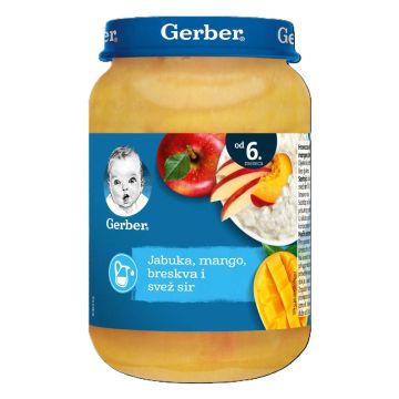 Gerber kašica jabuka, mango, breskva i svež sir 190g 