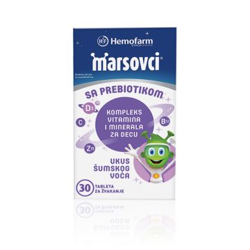 Marsovci sa prebiotikom kompleks vitamina i minerala za decu, tablete za žvakanje, 30 komada