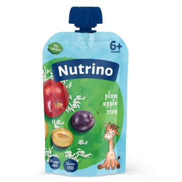 Nutrino voćna kaša jabuke i šljive sa pirinčem i dodatkom vitamina C 100g, za uzrast 6+ meseci