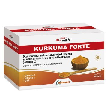  Kurkuma Forte, Bioclinica, za jake kosti i zglobove, 60 kapsula