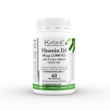 Vitamin D3 with EV OLIVE OIL, 60 mini-softgels