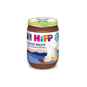 Hipp BIO Mlečna kašica za laku noć  Banana sa grizom i kakaom 190gr